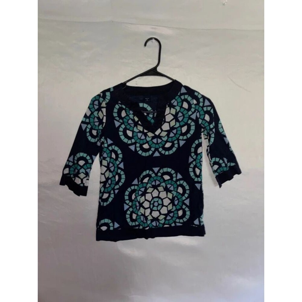 Gap Kids Geometric Shirt Navy Teal Size M (8)